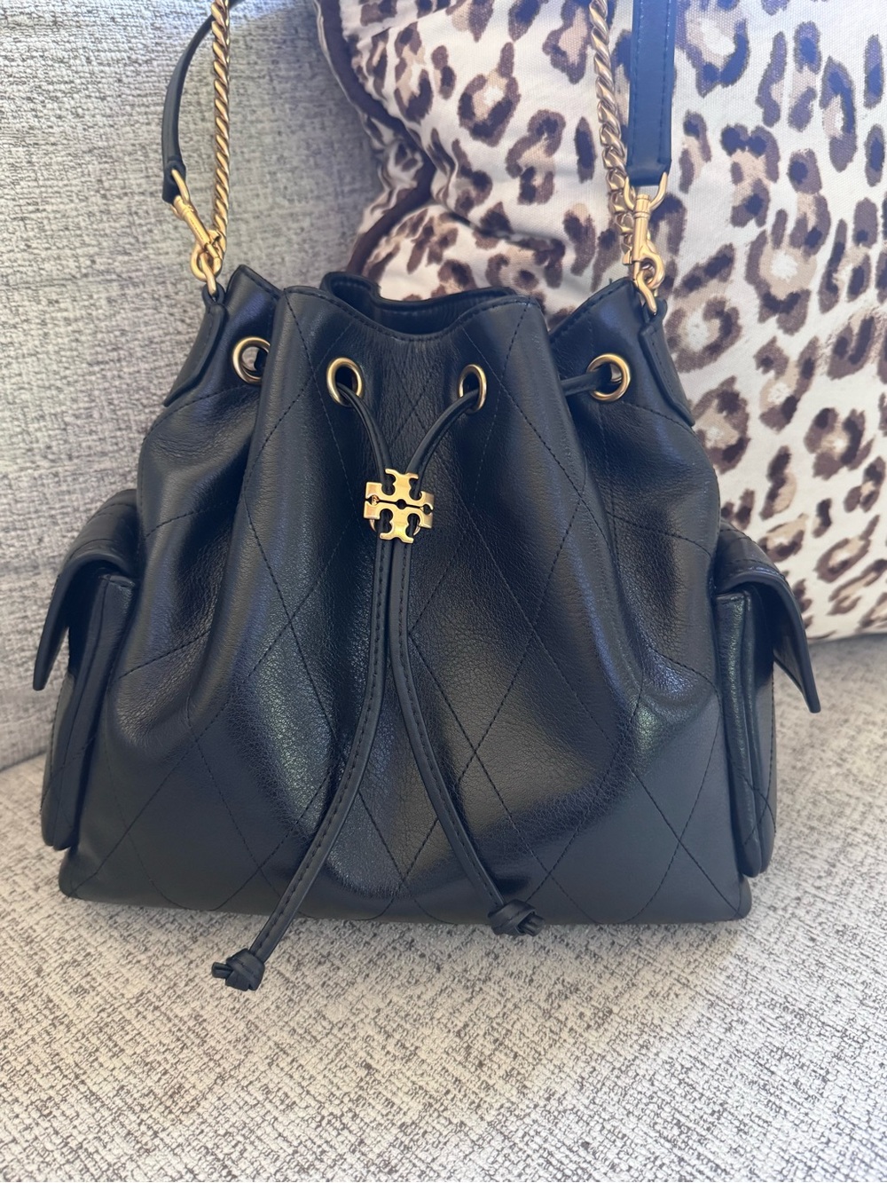 Tory Burch Charlie Quilted Drawstring Shoulder Bag